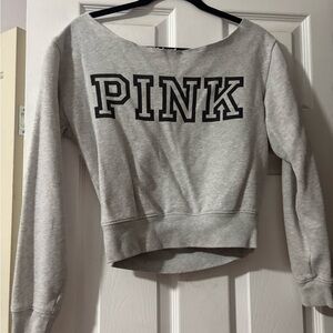 PINK Victoria's Secret Gray Off The Shoulder Crew Neck
Sweater